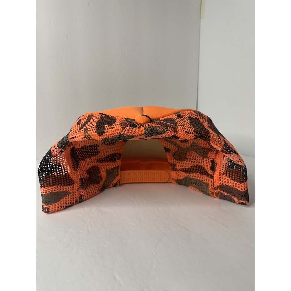 Vintage Orange Camouflage Antelope Trucker Hat Mesh Back Adjustable Men Hunting - Picture 2 of 5